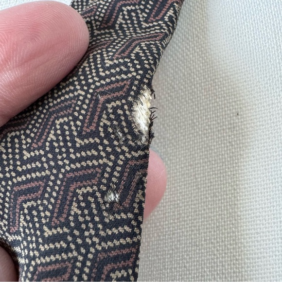 Vintage Silk Karl Lagerfeld Men’s Tie Black Brown Geometric Pattern - Picture 6 of 6